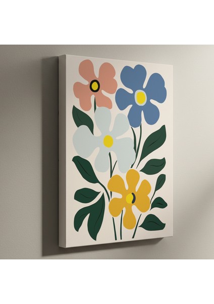 Modern Tarzı Çiçek Buketli Soyut Sanat Tablosu