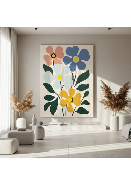 Modern Tarzı Çiçek Buketli Soyut Sanat Tablosu fırsatları