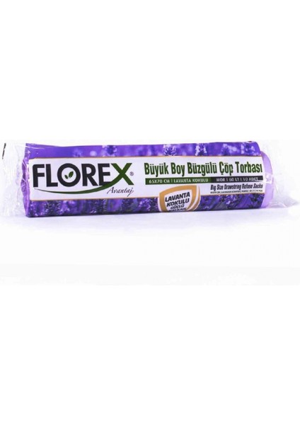 25 Adet FLOREX-503 Avantaj Lavanta Kokulu Büzgülü Büyük 10PCS 65X70CM Çöp Torba (4887)