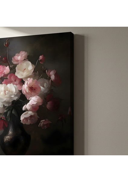 Romantik Pembe ve Beyaz Şakayıklar Yağlıboya Tablosu indirimleri