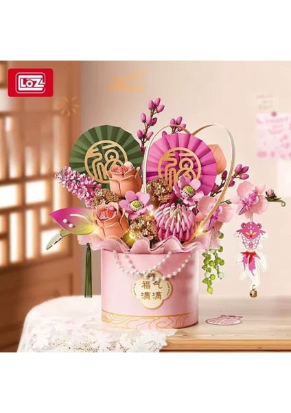 Nessiworld LZ-1964 Pembe Ebedi Çiçek Sanat Kovası 1158 Parça Block Oyuncak