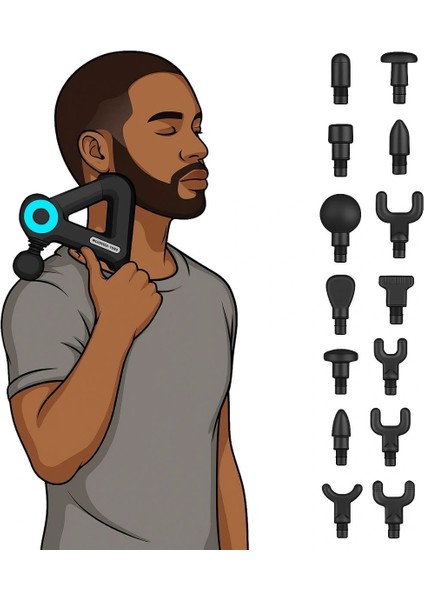 12 Farklı Başlıklı Profesyonel Masaj Tabancası - Kas Gevşetici ve Yorgunluk Giderici Masaj Aleti (4887) fırsatları