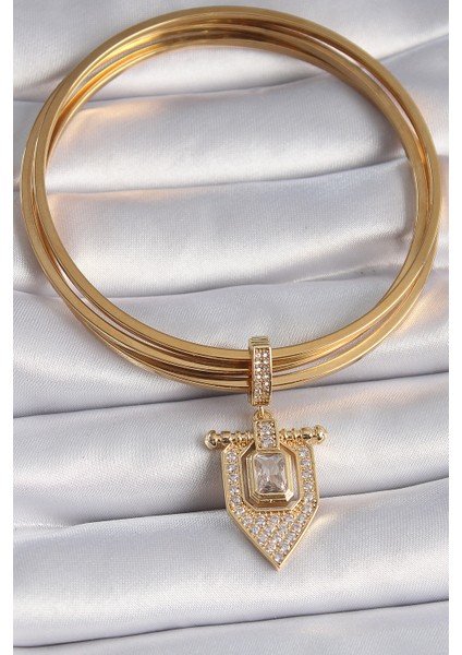 Pirinç Gold Renk Baget Zirkon Taşlı Ajda Charm - Lisinya fiyatları