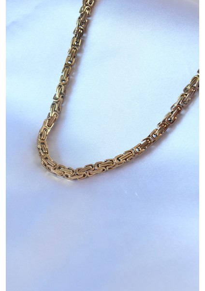 316L Çelik Gold Renk Kral Zincir Model Erkek Kolye - Lisinya