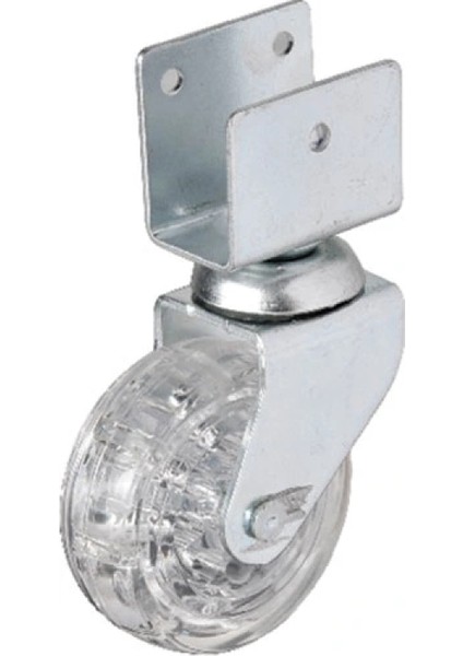 Hts 328 - 50X20 mm Şeffaf Makaralı Kısa U Tablalı Teker 4 Adet