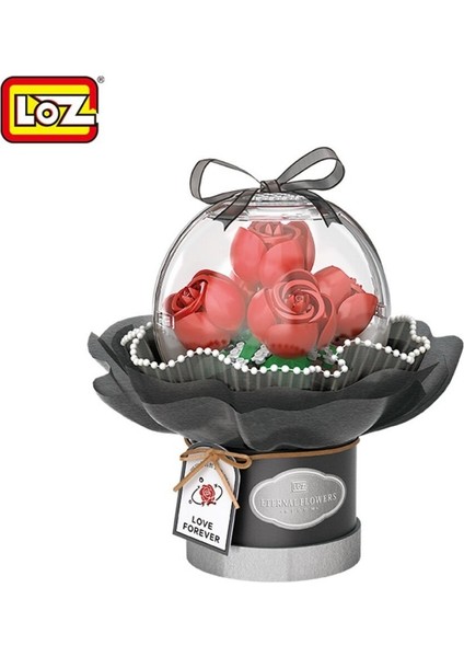 Nessiworld LZ-1300 Loz Ledli Kırmızı Gül Buketi 305 Parça Block Oyuncak