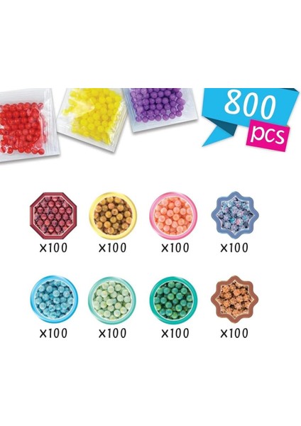 Nessiworld 35089 Aquabeads Suluboya Renkleri Yedek Boncuk Pakedi- 800 Parça +4 Yaş modelleri