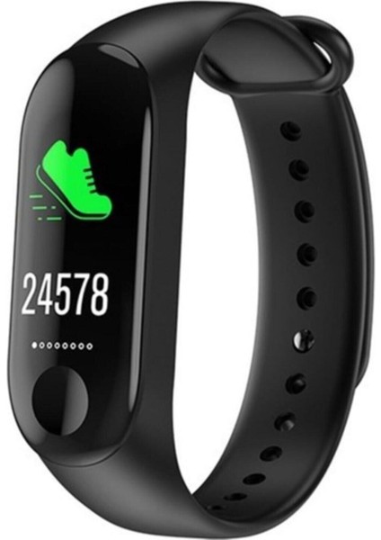 Renkli Ekranlı Akıllı Bileklik, Adımsayar, Uyku ve Kalp Ritim Takibi, Siyah