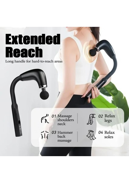 Masaj Çekici, 9 Hızlı Derin Doku Perküsyonu, 4 Başlıklı Uzun Saplı Boyun ve Sırt Masaj Aleti (4741) fırsatları