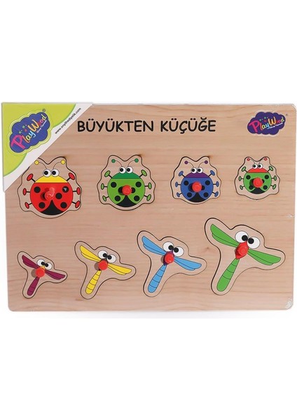 131132 Ony Ahşap Tutmalı Puzzle Büyükten Küçüğe Onyıl