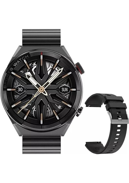 Suya ve Toza Dayanıklı Yuvarlak Akıllı Saat, Şık ve Fonksiyonel Tasarım, Siyah Renk