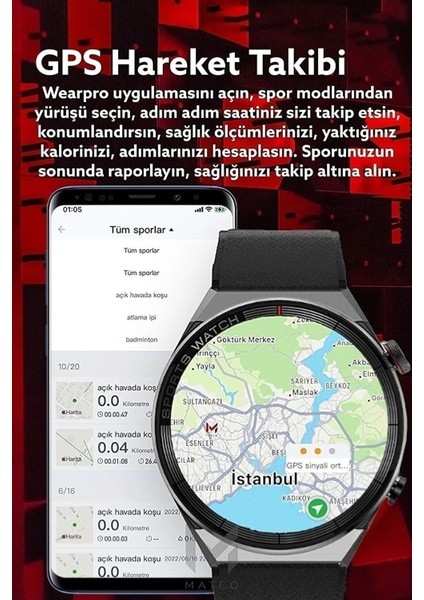 Suya ve Toza Dayanıklı Yuvarlak Akıllı Saat, Şık ve Fonksiyonel Tasarım, Siyah Renk indirimleri