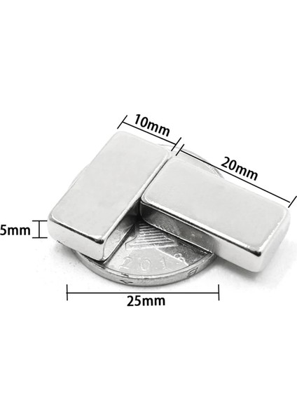 1 Adet 20X10X5 mm Neodyum Magnet N35 Güçlü Mıknatıs Köşeli ve Dayanıklı Nikel Kaplama fiyatları