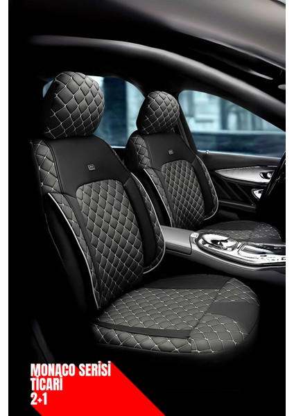 Mini Cooper 2014 ve Sonrası Countryman R60 Facelift 2014 5 Kapı – Ticari Araç 2+1 Uyumlu Monaco Serisi Eviza Koltuk Kılıfı – Siyah/beyaz, Kolay Montaj