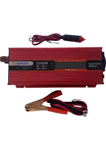 Epilons 12V 2000W Modifiye Sınus Inverter 220V Dijital Göstergeli- Taşınabilir Güç Kaynağı