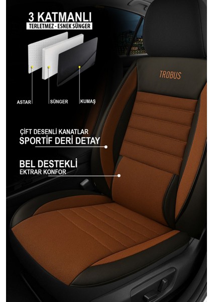 Tofaş Fiat Tempra Station Wagon 1990–1995 Saren Serisi Oto Koltuk Kılıfı 5’li Set – Airbag & Kolçak Uyumlu, 3 Katman, Pike+Lakost+Deri Taba fiyatları
