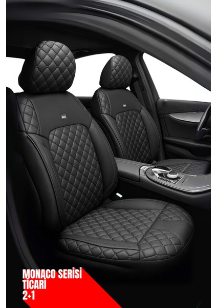 Hyundai Tucson 2006-2010 Facelift 2006 – Ticari Araç 2+1 Uyumlu Monaco Serisi Eviza Koltuk Kılıfı – Siyah, Kolay Montaj