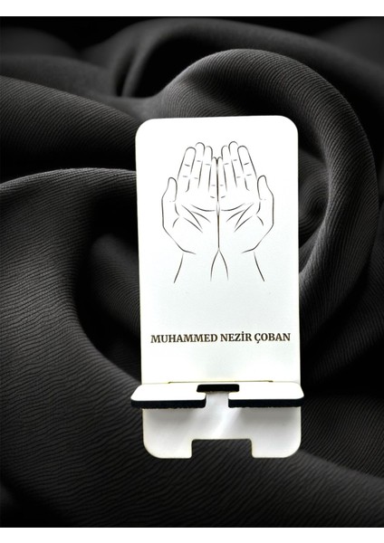 Özel Tasarım Ahşap Telefon Tutucu, Zarif ve Şık Tasarım, Gri Renk