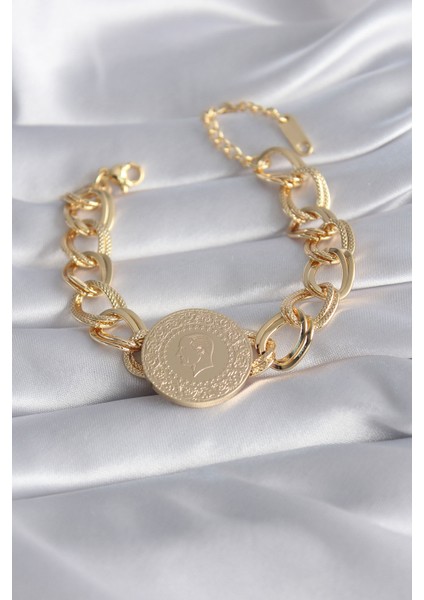 316L Çelik Gold Renk Tam Altın Model Samanyolu Kadın Bileklik - Lisinya