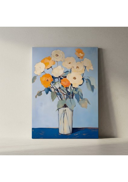 Modern Tarz Portakal ve Beyaz Çiçekler Tablosu fiyatları