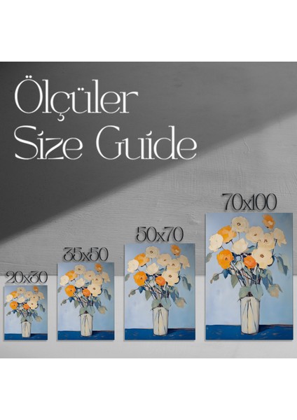 Modern Tarz Portakal ve Beyaz Çiçekler Tablosu modelleri