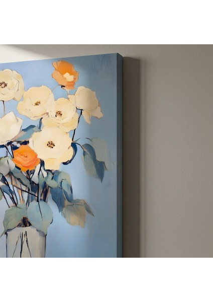 Modern Tarz Portakal ve Beyaz Çiçekler Tablosu indirimleri
