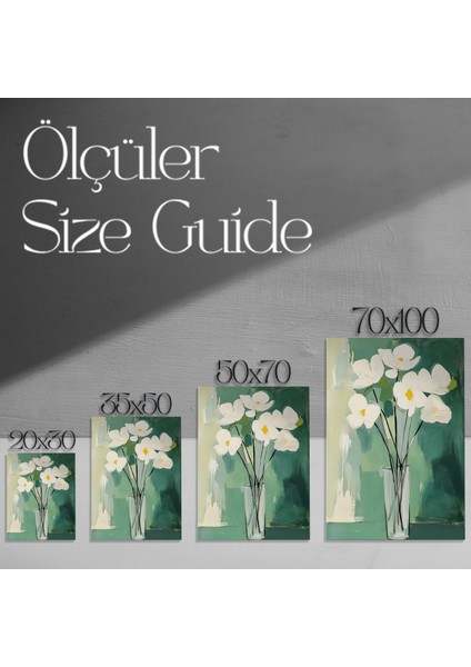 Modern Tarzda Beyaz Çiçekler Soyut Tablo modelleri