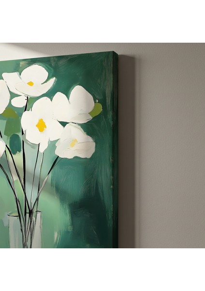 Modern Tarzda Beyaz Çiçekler Soyut Tablo indirimleri