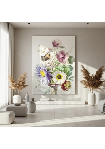 Romantik Çiçek Buketli Suluboya Tablosu fırsatları
