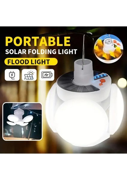 Solar Güneş Enerji ve USB Sarjlı 5 Kanatlı LED Lamba (5224)