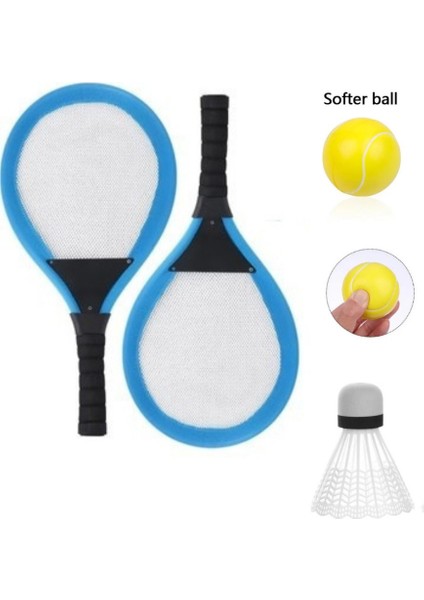 Badminton Seti ve Soft Tenis Topu - Rkt-35 - Mavi (Lisinya)