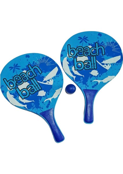 Beach Ball Tahta Raket - 3394 - Mavi (Lisinya)