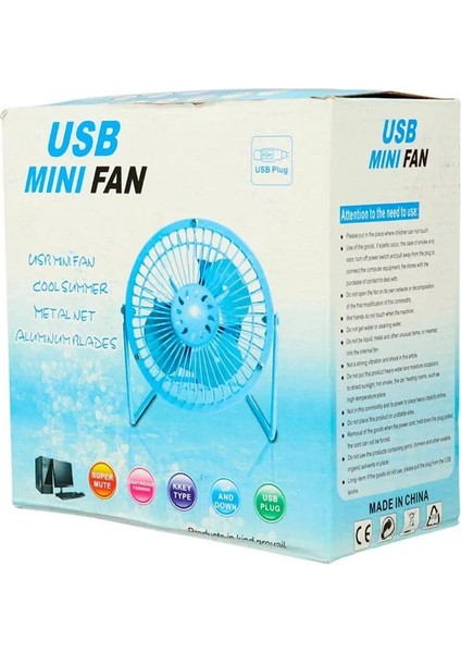 Masaüstü Metal Mini Fan Vantilatör USB Girişli 20 cm Çap (5224) fırsatları