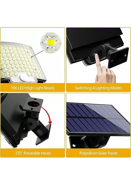 Solar Bahçe Aydınlatma Lambası 108 LED LF-2501B (5224) indirimleri