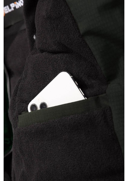 Su Geçirmez Erkek Kapüşonlu Şişme Haki Erkek Mont 2096