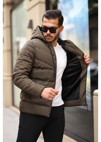 Su Geçirmez Erkek Kapüşonlu Şişme Haki Erkek Mont 2096 fiyatları