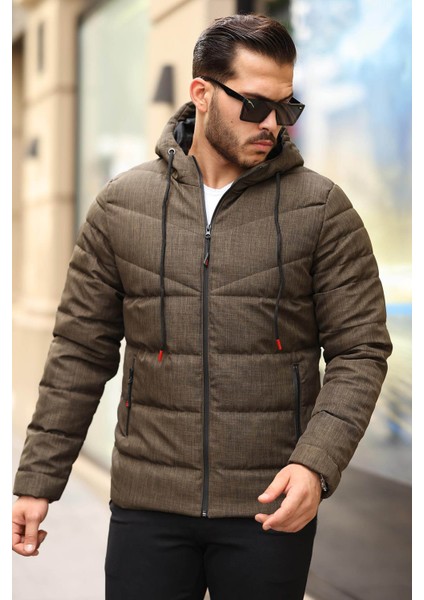 Su Geçirmez Erkek Kapüşonlu Şişme Haki Erkek Mont 2096 modelleri