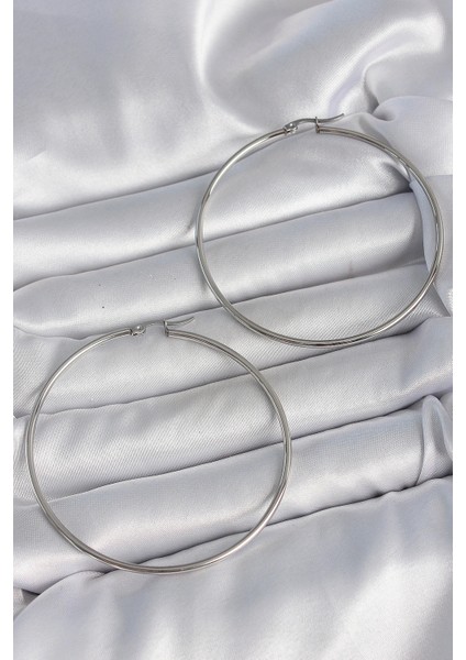 316 Çelik Gümüş Renk 63 mm Halka Model Kadın Küpe - TJ-BKP10518