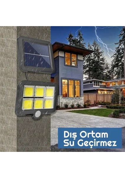 120 Cob LED Solar Panel Güneş Enerjili 3 Mod Duvar Lambası (5224) fırsatları