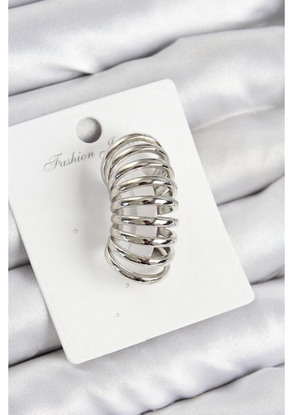 Pirinç Yay Model Gümüş Renk Sağ Kıkırdak Küpe - Lisinya