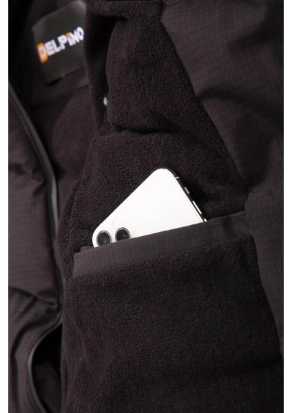 Su ve Rüzgar Geçirmez Kapüşonlu Şişme Siyah Erkek Mont 2158 fırsatları