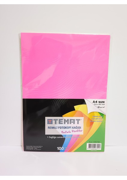 Fotokopi Kağıdı Renkli Fosforlu 100 Adet