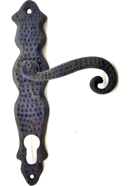 Antika Tarz Dekoratif Pirinç Ferforje Oda Kapı Kolu - 210X43 Mm, Oksit - Lisinya