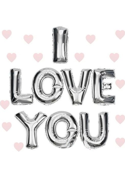 I Love You Folyo Balon Gümüş Renk 35 cm - Lisinya