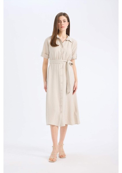 Gömlek Yaka Kısa Kollu Midi Elbise B5634AX25SM modelleri