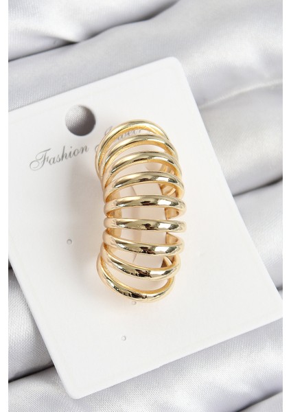 Pirinç Yay Model Gold Renk Sağ Kıkırdak Küpe - Lisinya