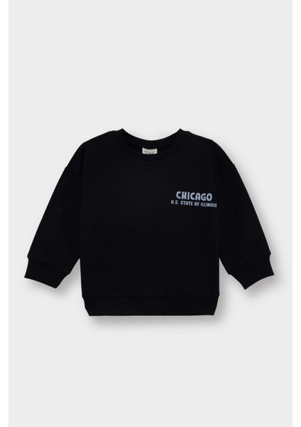 Erkek Bebek Bisiklet Yaka Baskılı İçi Yumuşak Tüylü 2'li Sweatshirt F0955A525AU fiyatları