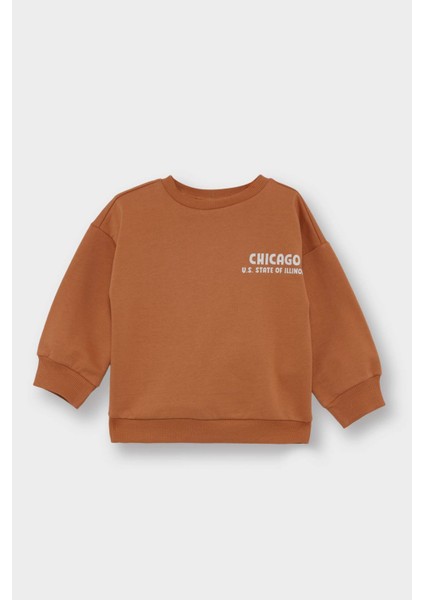 Erkek Bebek Bisiklet Yaka Baskılı İçi Yumuşak Tüylü 2'li Sweatshirt F0955A525AU indirimleri