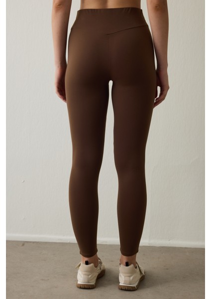 Kahverengi Sıcak Tutan Termal Etkili Yüksek Bel Tayt modelleri