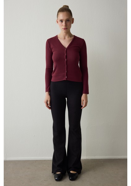 Siyah Sıcak Tutan Termal Etkili Flare (İspanyol Paça) Yüksek Bel Tayt fırsatları